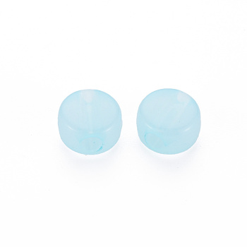 Transparent Acrylic Beads, Dyed, Flat Round, Light Sky Blue, 8.5x5.5mm, Hole: 2.5mm, about 1774pcs/500g