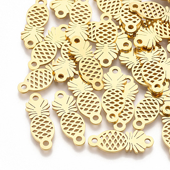 201 Stainless Steel Links connectors, Laser Cut Links, Pineapple, Golden, 21.5x8x1mm, Hole: 1.8mm