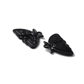 Alloy Pendants, Moth with Moon Phase Charm, Electrophoresis Black, 16x24.5x2mm, Hole: 1.8mm