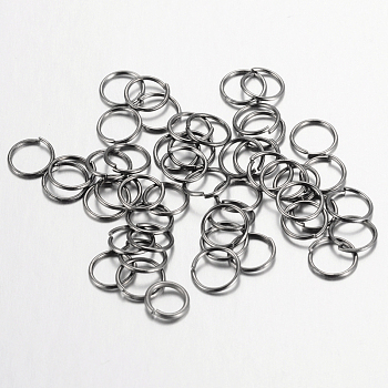 Iron Open Jump Rings, Round, Gunmetal, 8x0.7mm, 21 Gauge, Inner Diameter: 6.6mm, about 12500pcs/1000g