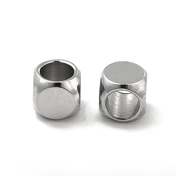 201 Stainless Steel Cube Beads, Stainless Steel Color, 4x4x4mm, Hole: 2.8mm