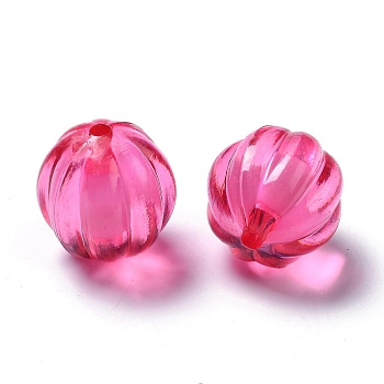 Transparent Acrylic Beads, Bead in Bead, Round, Pumpkin, Deep Pink, 22mm, Hole: 3mm, about 140pcs/500g