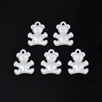 ABS Plastic Imitation Pearl Pendants, Bear, Creamy White, 17.5x13.5x3.5mm, Hole: 1.4mm, about 1500pcs/500g
