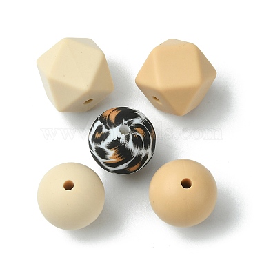 Round/Polygon Food Grade Silicone Focal Beads(SIL-F003-06B)-2