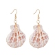 Copper Wire Wrapped Natural Scallop Shell Dangle Earring for Women(EJEW-JE04721)-2