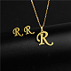 Golden Stainless Steel Initial Letter Jewelry Set(IT6493-4)-1