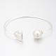 Nickel Free Silver Color Plated Brass Glass Cuff Bangles(BJEW-J163-01S)-1