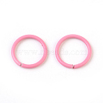 Spray Painted Iron Open Jump Rings, Round, Hot Pink, 18 Gauge, 10x1mm, Inner Diameter: 8mm(IFIN-F149-B11)
