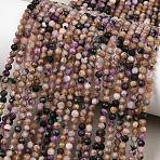 Natural Charoite Beads Strands, Faceted, Round, 3~3.5mm, Hole: 0.6mm, about 124pcs/strand, 15.55''(39.5cm)(G-P618-3mm-04)