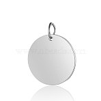 Anti-Tarnish 304 Stainless Steel Pendants, with Jump Ring, Mirror Polished Finish, Flat Round Charm, Stamping Blank Tag, Stainless Steel Color, 22x1.5mm, Hole: 5mm(STAS-I311-06P)