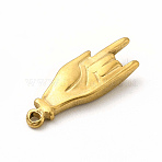 304 Stainless Steel Pendants, Hand/Gesture for Love Charms, Golden, 20x6.5x3mm, Hole: 1.4mm(STAS-M305-16G)