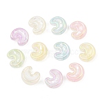 UV Plating Transparent Acrylic Beads, Iridescent, Moon, with Glitter Powder, Mixed Color, 15x13x9.5mm, Hole: 2mm(AC-CBA15BB-03)