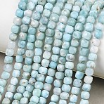 Natural Larimar Beads Strands, Faceted, Cube, Grade AA, 4~4.5x4~4.5x4~4.5mm, Hole: 0.9mm, about 91pcs/strand, 15.43''(39.2cm)(G-F803-C01-01A)