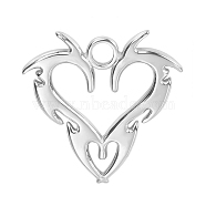 Stainless Steel Pendants, Dragon Heart Charms, Stainless Steel Color, 20x20x2mm, Hole: 2.5mm(FIND-PW0011-050P)
