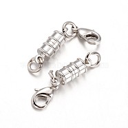 Eco-Friendly Column Brass Magnetic Clasps Converter, with Lobster Claw Clasps, Lead Free & Nickel Free, Platinum, 17x6mm(KK-I603-05P)