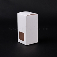 Cardboard Paper Gift Box, with PVC Visual Window, for Pie, Cookies, Goodies Storage, Rectangle, White, 5.1x5.1x10cm(CON-C019-01B)
