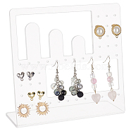 Transparent Acrylic Earring Display Stands, L-Shaped Earring Stud Organizer Holder, Rectangle, Clear, 14.5x5.7x14.9cm, Hole: 2mm(EDIS-WH0016-017A)