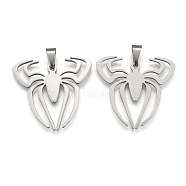 Boy Jewelry 201 Stainless Steel Blank Pendants, Halloween Spider, Stainless Steel Color, 39.5x38.5x1.5mm, Hole: 4mm(X-STAS-I032-221)