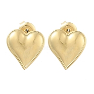 304 Stainless Steel Stud Earrings, Heart, Real 14K Gold Plated, 13.5x13mm(EJEW-P258-07G)