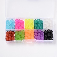 Frosted Round Transparent Glass Beads, Mixed Color, 10mm, Hole: 1.3mm, about 100~105pcs/box(GLAA-X0007-10mm-B)