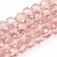 Glass Beads Strands, Faceted(32 Facets), Round, Dark Salmon, 6mm, Hole: 1.2mm, about 88~91pcs/strand, 19.49 inch~20.08 inch(49.5~51cm)(EGLA-J042-6mm-23)