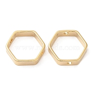 Rack Plating Brass Bead Frame, Cadmium Free & Lead Free, Hexagon, Real 24K Gold Plated, 12x11x3mm, Hole: 1.2mm(KK-M250-29B-G)