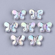 Transparent Acrylic Beads, AB Color, Butterfly, Clear AB, 12.5x17x4mm, Hole: 2mm(X-PACR-N010-016)