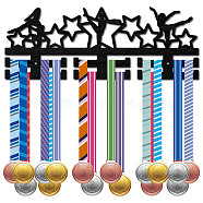Fashion Wood Medal Hanger Holder, 2 Line Display Wall Rack, with Screws & Anchor Plug, Gymnastics, Star, 150x400mm, Hole: 5mm(ODIS-WH0041-046)
