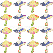 20Pcs 2 Styles Printed Wooden Pendants, Mushroom Charms with Sun, for DIY Jewelry Decorated Making, Mixed Color, 45x43~45x2mm, Hole: 2mm, about 10pcs/style(WOOD-SC0001-65)