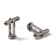 304 Stainless Steel Cuff Buttons, Cufflink Findings for Apparel Accessories, Antique Silver, Tray: 6mm, 19x18x8mm(STAS-L262-39A-P)