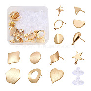 Kissitty 26Pcs Heart & Geometry Brass Stud Earring Findings, with Loop and Plastic Ear Nuts, Real 18K Gold Plated, 2pcs/style(KK-KS0001-20)