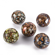 Assembled Natural Bronzite and Synthetic Imperial Jasper Beads, No Hole/Undrilled, Round, Dyed, 40mm(G-N330-026A)