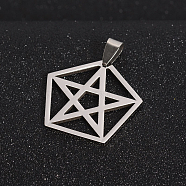 Boy Jewelry Original Color 201 Stainless Steel Pentagon with Pentagram Pendants, Stainless Steel Color, 31x33x1.5mm, Hole: 4x9mm(STAS-I032-209)