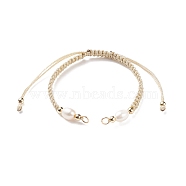 Half Finished Polyester Braided Pearl Bracelet, with Jump Rings, for Adjustable Connector Bracelet Making , Light Khaki, 12-5/8 inch(32cm), 5~6.5mm(AJEW-JB01128-02)