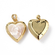 Shell Locket Pendants, Heart Charms, with Brass Findings, Real 18K Gold Plated, 21x17x6mm, Hole: 2x5mm(KK-E068-VF296)