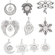 CHGCRAFT 10Pcs 10 Style Alloy Hang Snap Base Pendant, for Interchangeable Snap Charms Jewelry Making, Maple Leaf & Wing & Snowflake, Antique Silver, 43~69x34~68x5~6.5mm, Hole: 8~9x4~6.5mm, 1pc/style(FIND-CA0006-13)