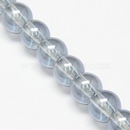 Electroplate Crystal Glass Round Beads Strands, Rainbow Color Plated, Light Grey, 6mm, Hole: 1mm, about 69pcs/strand, 16.1 inch(EGLA-F037-6mm-A05)