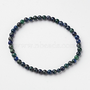Natural Chrysocolla and Lapis Lazuli Round Bead Stretch Bracelets, 54.5mm(X-BJEW-L594-B04)