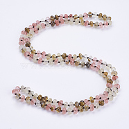 Natural Watermelon Skin Beaded Multi-use Necklaces/Wrap Bracelets, Three-Four Loops Bracelets, Abacus, 37.4 inch(95cm)(NJEW-K095-B07)