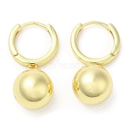 Rack Plating Brass Round Ball Dangle Hoop Rarrings, Golden, 30.5mm(EJEW-K249-01G)