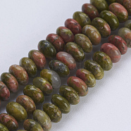 Natural Unakite Beads Strands, Rondelle, 4.5~5x2~2.5mm, Hole: 0.8mm, about 166pcs/strand, 15.3 inch(38.5cm)(G-P354-09-4x2mm)