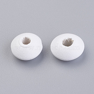 Natural Wood Beads, Dyed, Rondelle, White, 12x6mm, Hole: 3mm, about 2170pcs/500g(WOOD-Q030-60F)