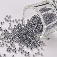 12/0 Grade A Round Glass Seed Beads, Ceylon, Slate Gray, 2x1.5mm, Hole: 0.7mm, about 48500pcs/pound(SEED-N001-B-150)