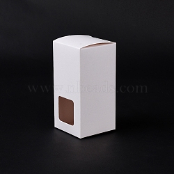 Cardboard Paper Gift Box, with PVC Visual Window, for Pie, Cookies, Goodies Storage, Rectangle, White, 5.1x5.1x10cm(CON-C019-01B)