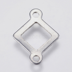 Tarnish Resistant 201 Stainless Steel Links connectors, Hollow Rhombus, Stainless Steel Color, 16x12x0.8mm, Hole: 1.5mm(STAS-F139-044P)