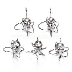 Rack Plating Alloy Wire Wrapped Pendants, with ABS Plastic Imitation Pearl, Cadmium Free & Lead Free, Platinum, 25~35x23~25x21~23mm, Hole: 2mm(PALLOY-S132-152P-RS)