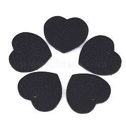 Eco-Friendly Cowhide Pendants, Heart, Black, 25x27x1.5mm, Hole: 1.5mm(X-FIND-T045-24B-01)