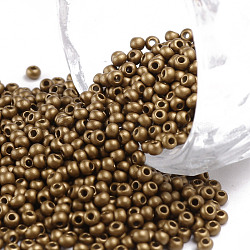 11/0 Grade A Round Glass Seed Beads, Baking Paint, Dark Goldenrod, 2.3x1.5mm, Hole: 1mm, about 48500pcs/pound(SEED-N001-A-1038)