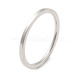 Non-Tarnish 304 Stainless Steel Simple Plain Band Finger Ring for Women Men, Stainless Steel Color, Size 4, Inner Diameter: 14mm, 1mm(RJEW-F152-05P-F)