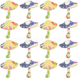 20Pcs 2 Styles Printed Wooden Pendants, Mushroom Charms with Sun, for DIY Jewelry Decorated Making, Mixed Color, 45x43~45x2mm, Hole: 2mm, about 10pcs/style(WOOD-SC0001-65)